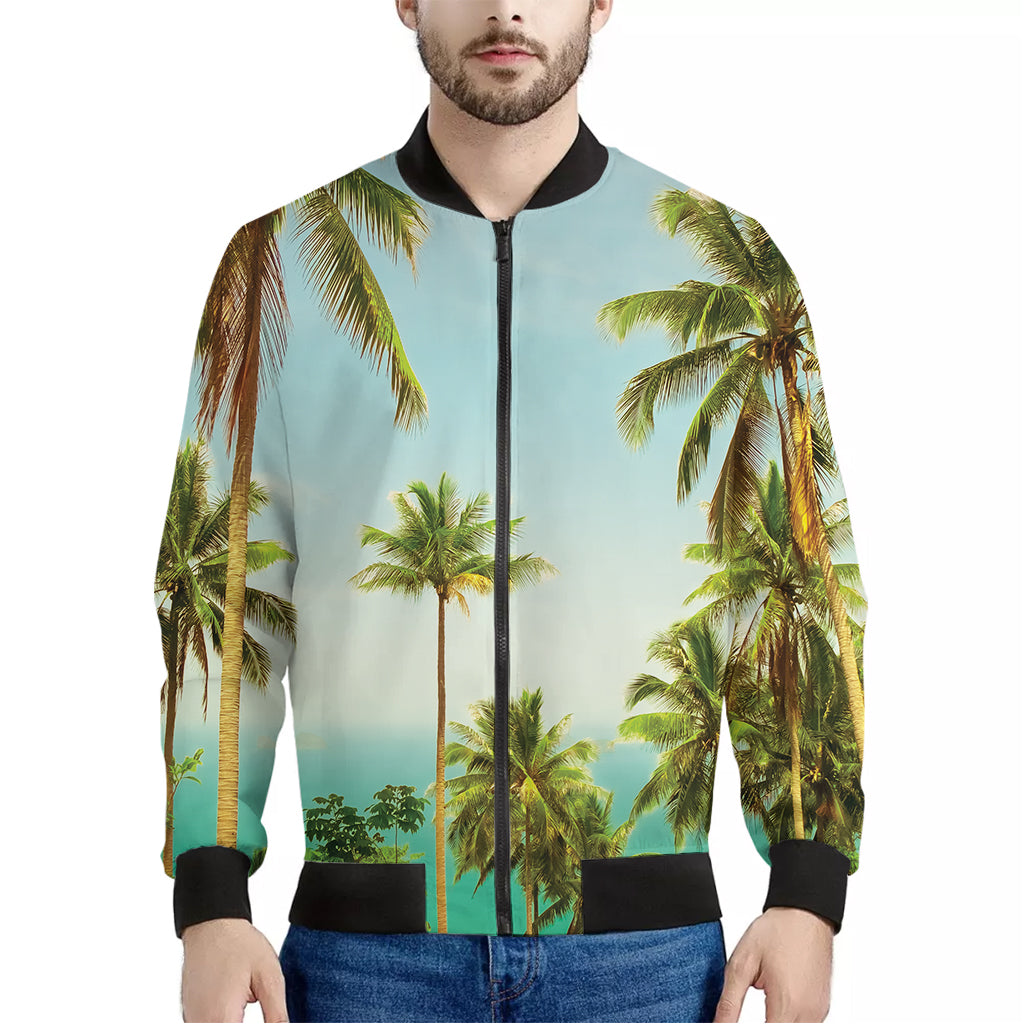 Coconut Tree Print Men's Bomber Jacket