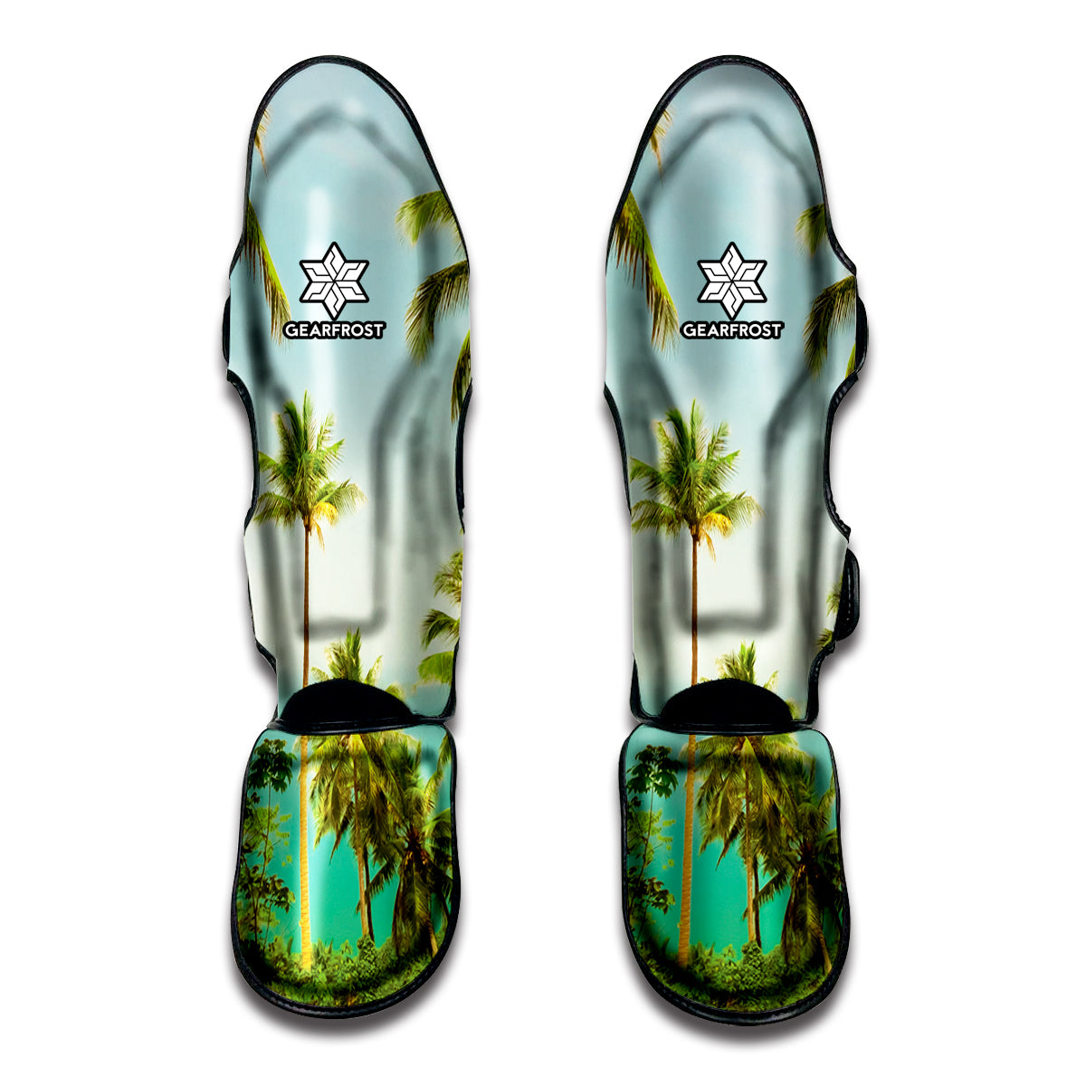 Coconut Tree Print Muay Thai Shin Guards