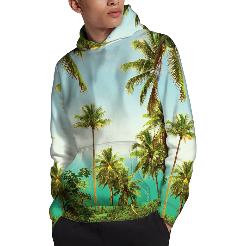 Coconut Tree Print Pullover Hoodie