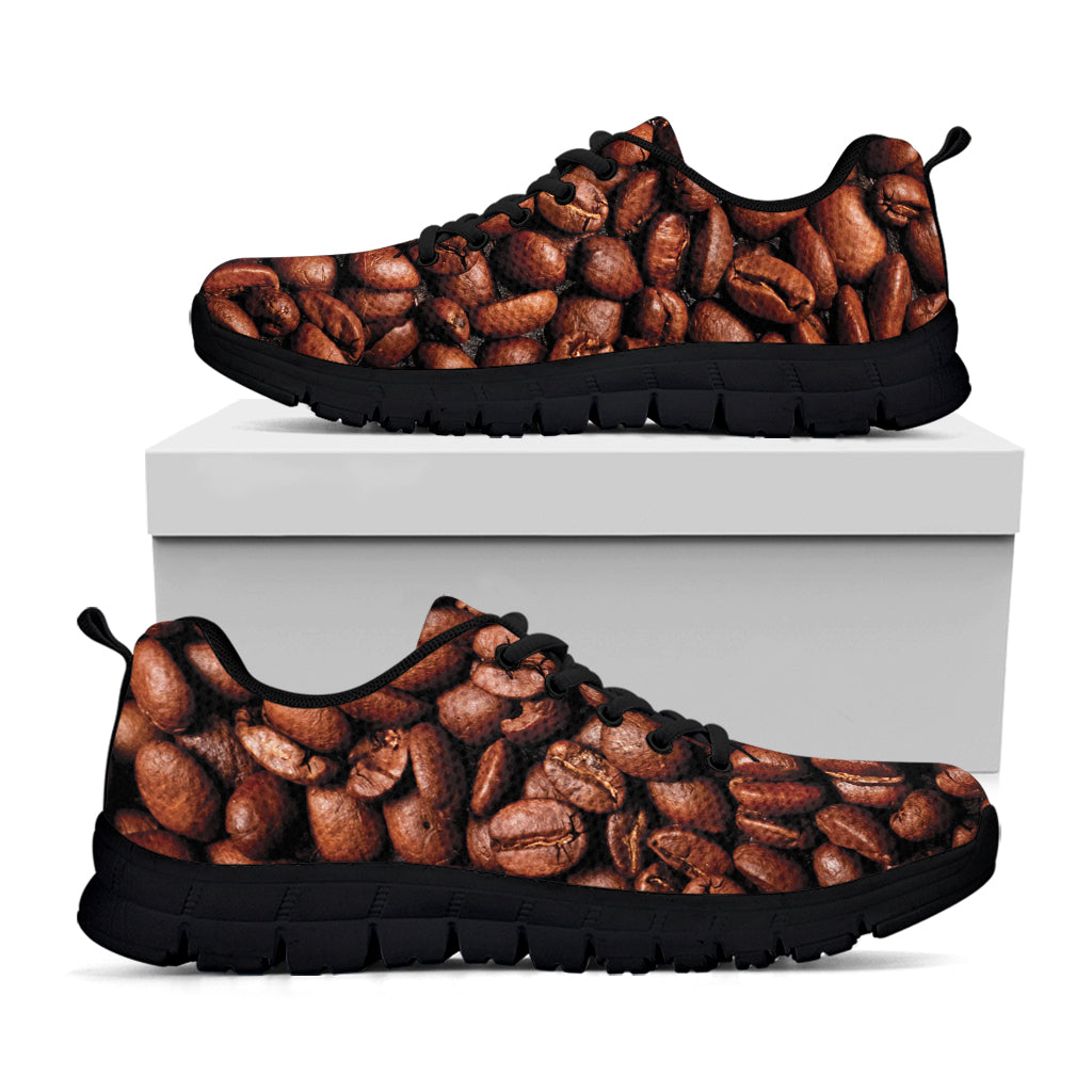 Coffee Beans Print Black Sneakers