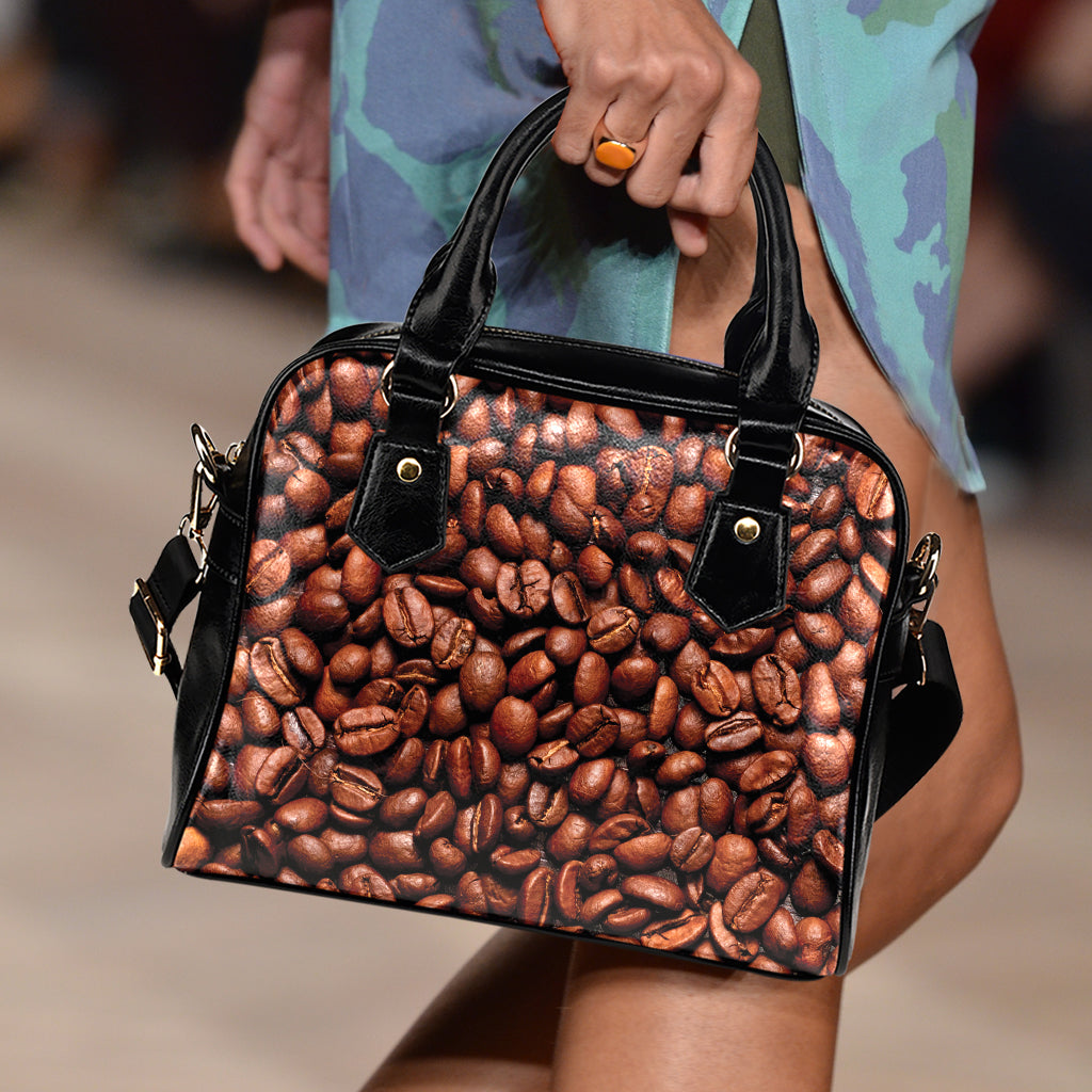 Coffee Beans Print Shoulder Handbag