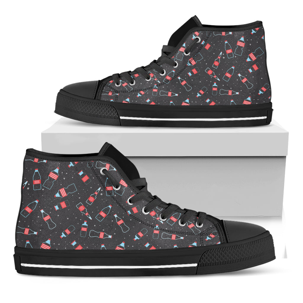 Cola Bottle Pattern Print Black High Top Shoes