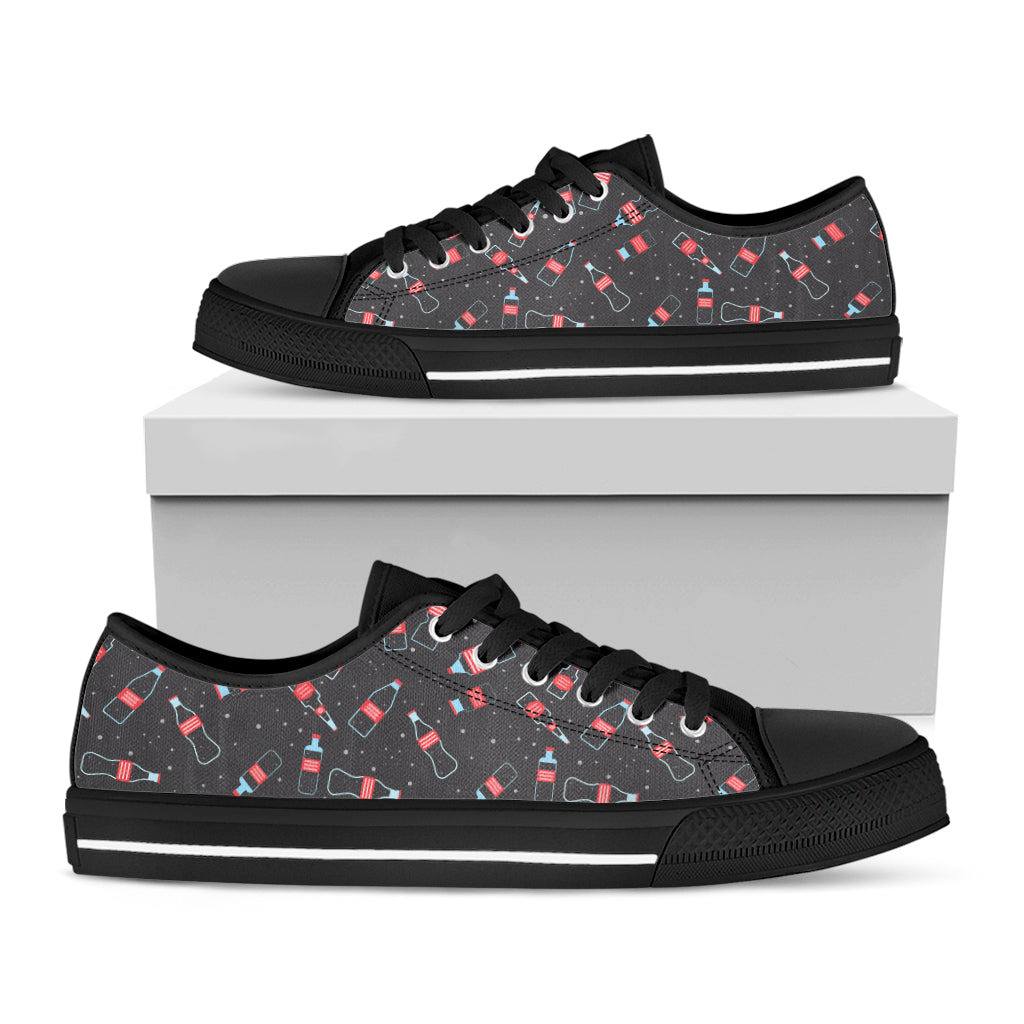 Cola Bottle Pattern Print Black Low Top Shoes