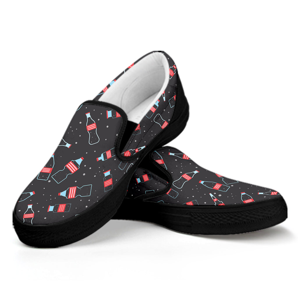 Cola Bottle Pattern Print Black Slip On Shoes