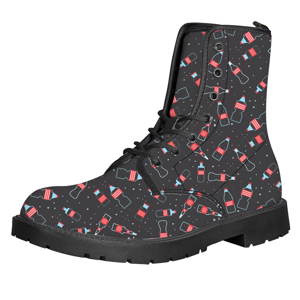 Cola Bottle Pattern Print Leather Boots