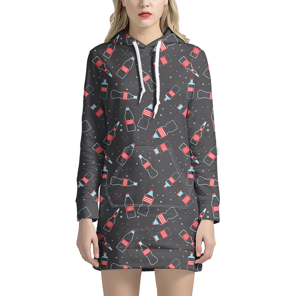 Cola Bottle Pattern Print Women's Pullover Hoodie Dress