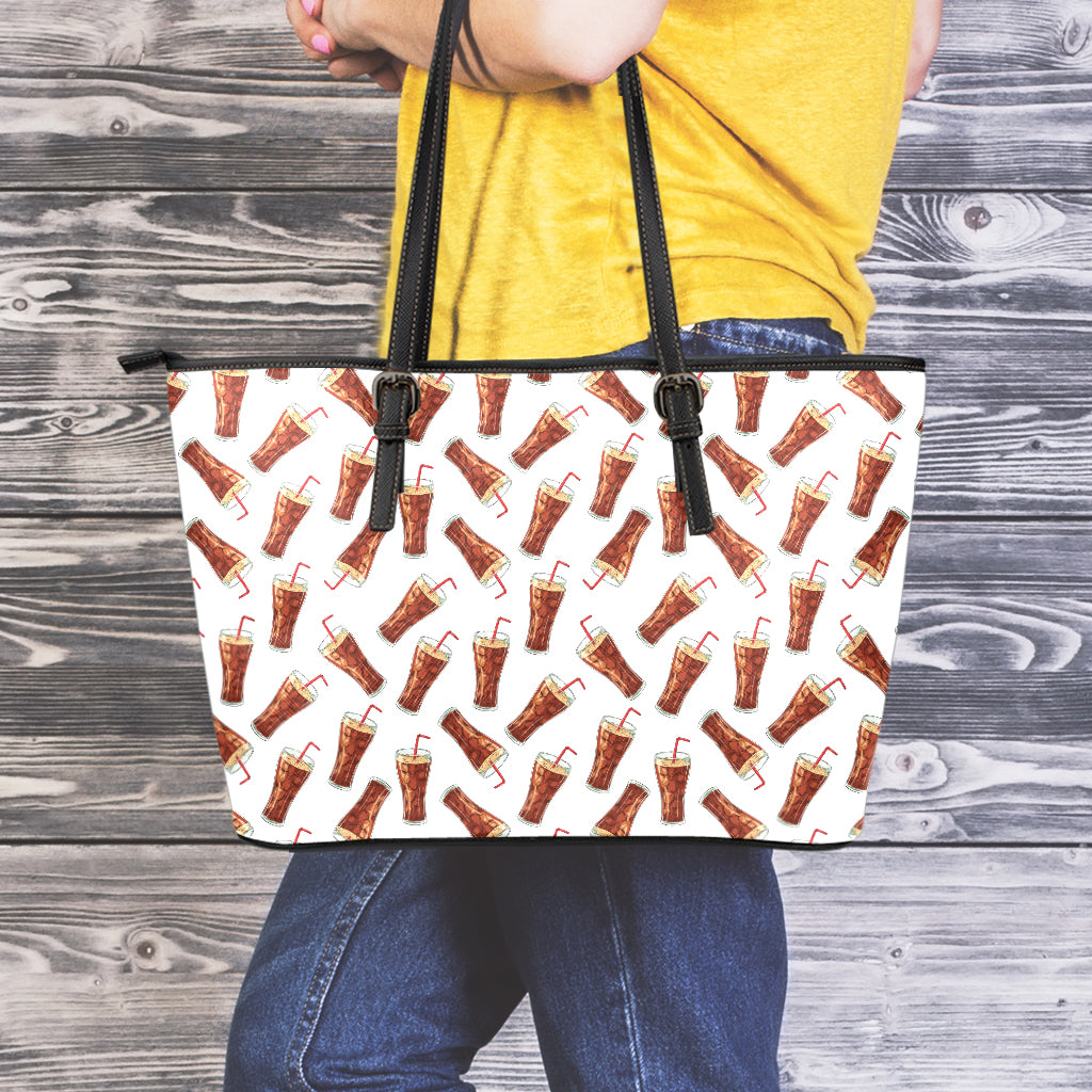 Cola Pattern Print Leather Tote Bag