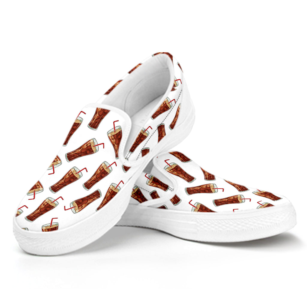 Cola Pattern Print White Slip On Shoes