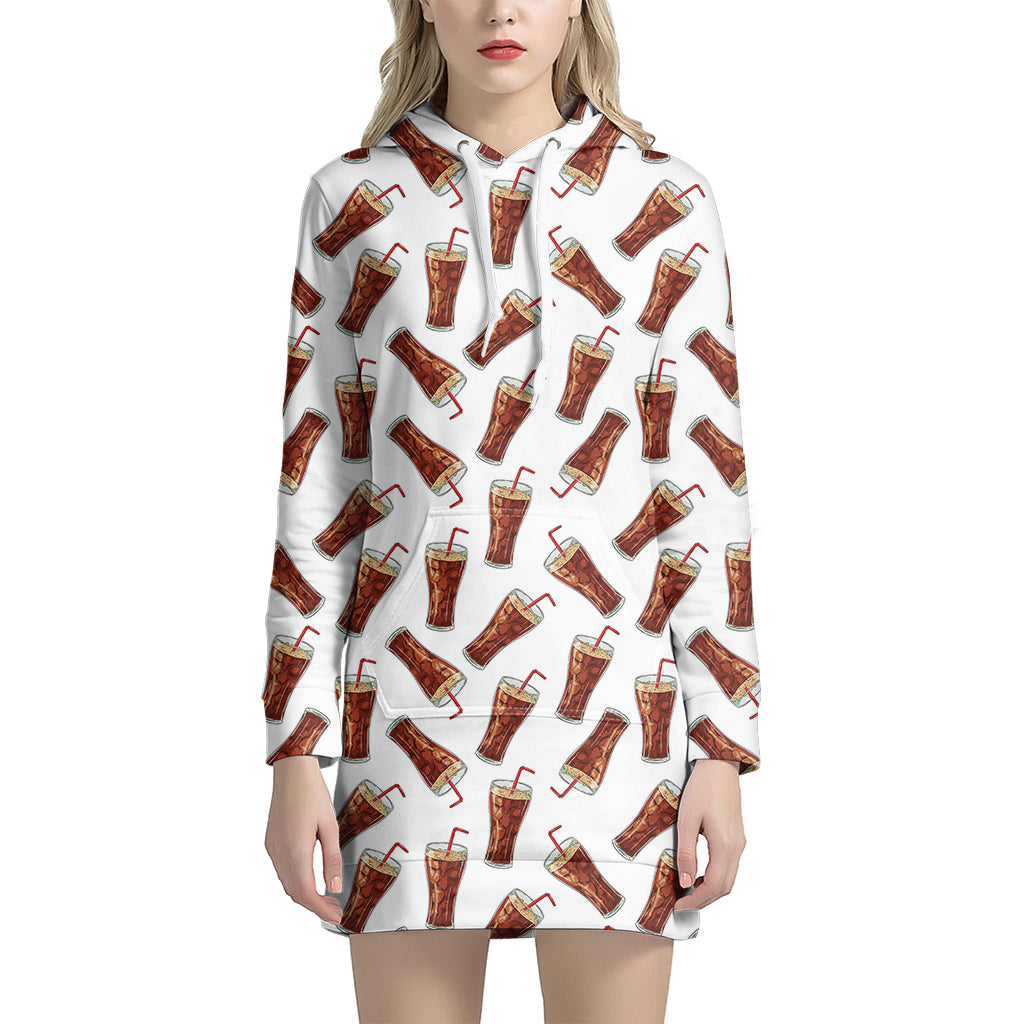 Cola Pattern Print Women's Pullover Hoodie Dress