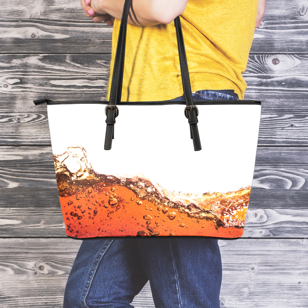 Cola Print Leather Tote Bag