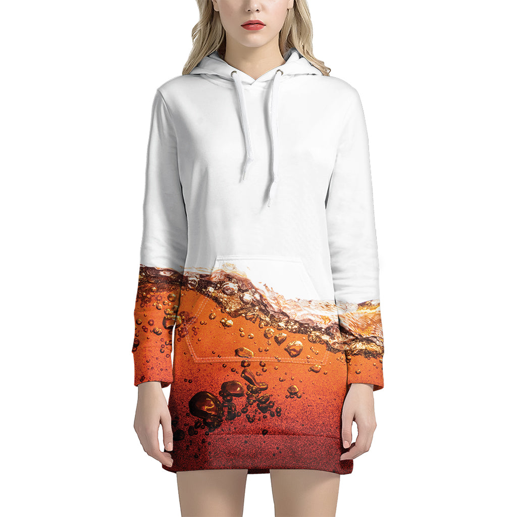 Cola Print Women's Pullover Hoodie Dress