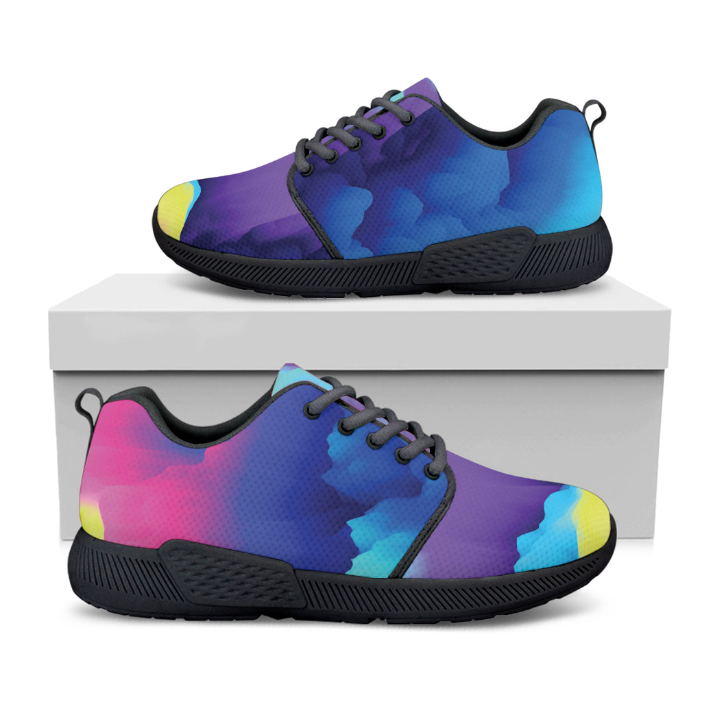 Coloful Cloud Print Black Athletic Shoes