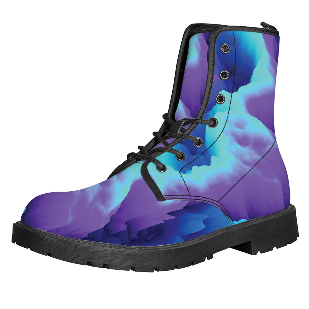 Coloful Cloud Print Leather Boots