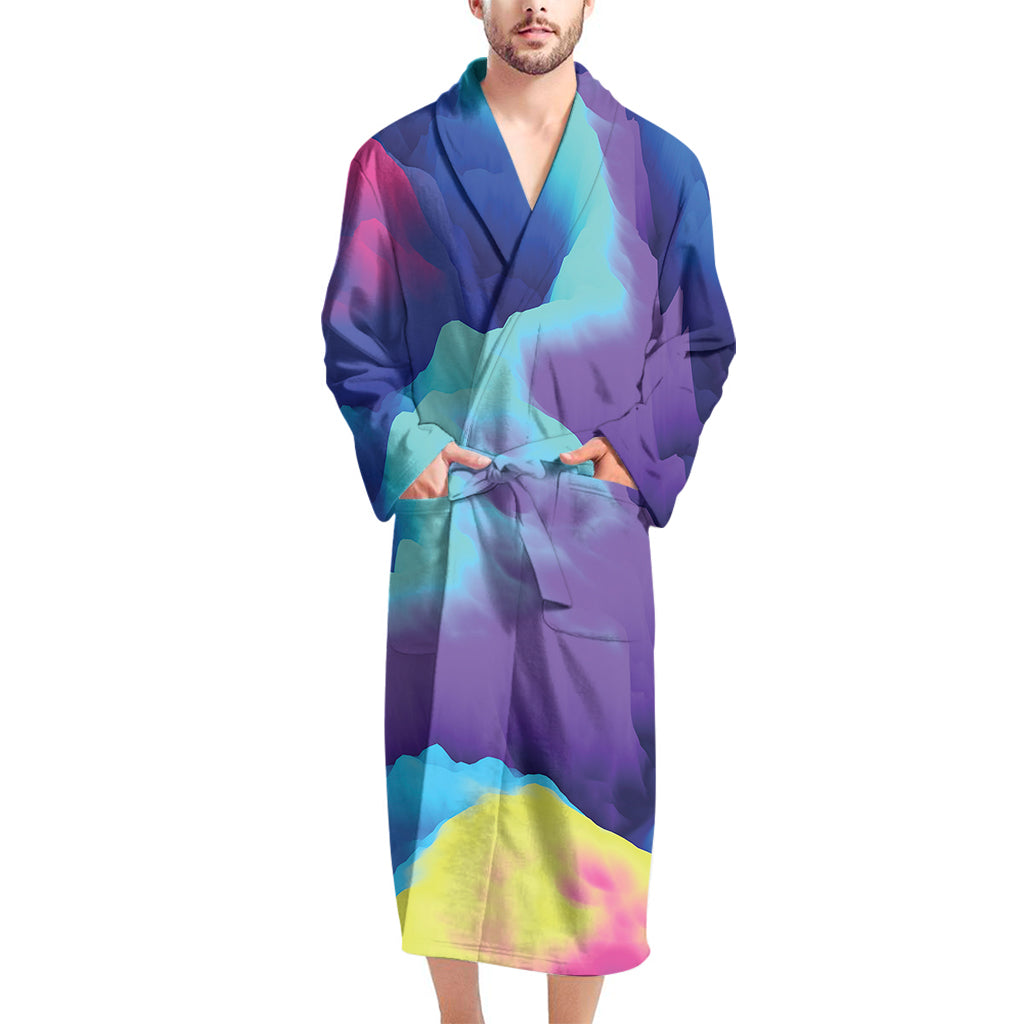 Coloful Cloud Print Men's Bathrobe