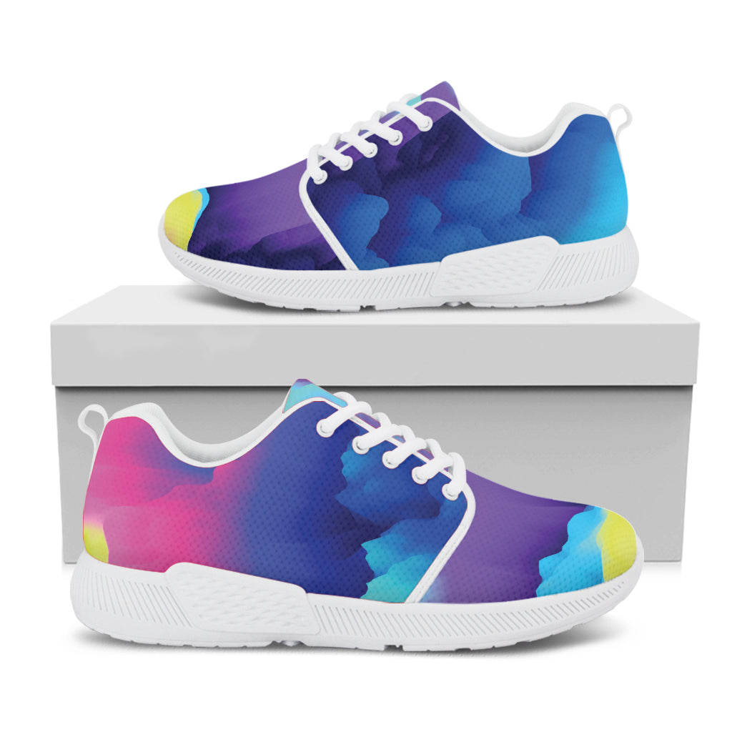 Coloful Cloud Print White Athletic Shoes