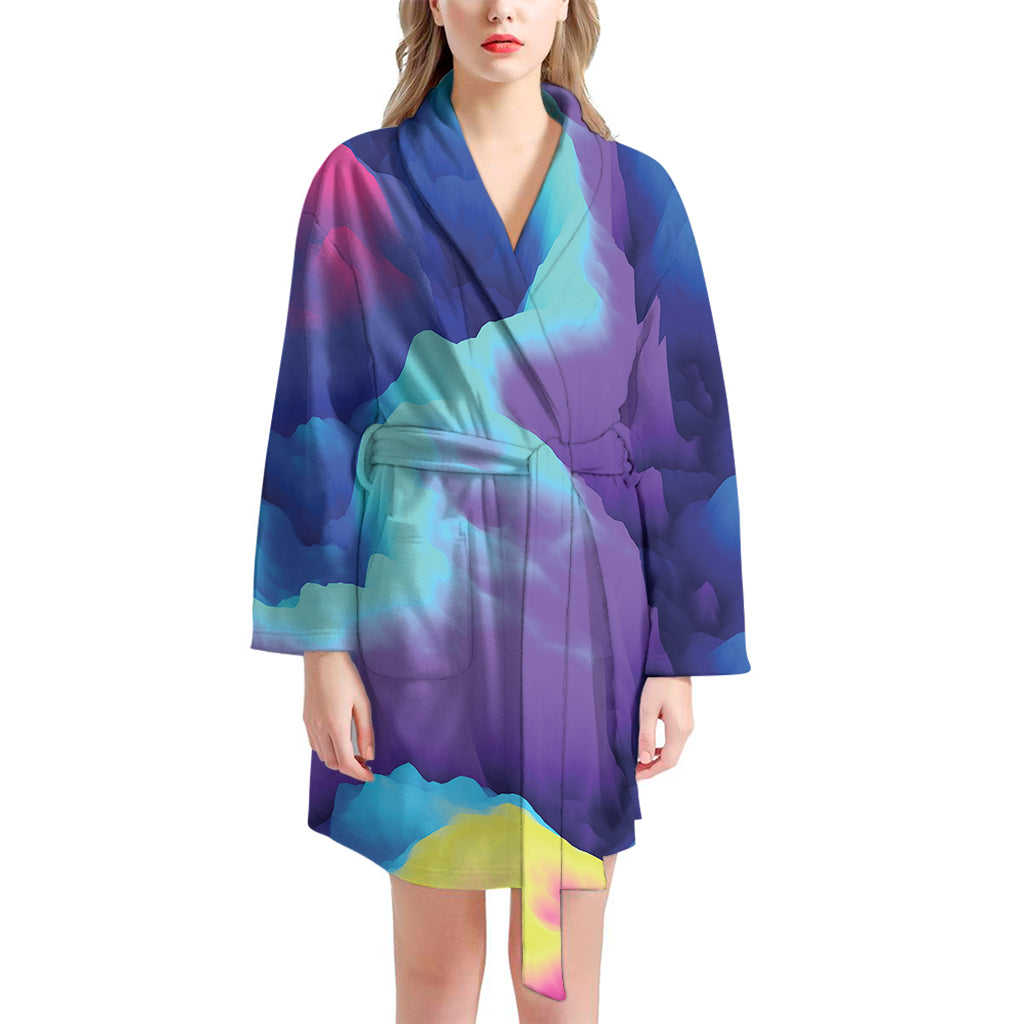 Coloful Cloud Print Women's Bathrobe