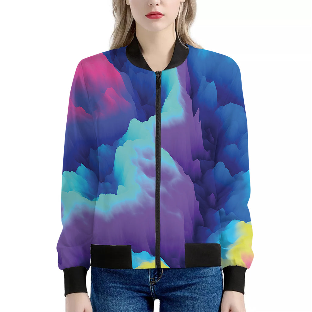 Coloful Cloud Print Women's Bomber Jacket