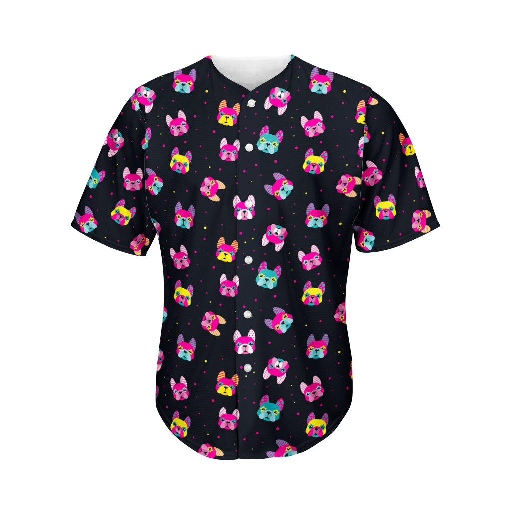 Coloful French Bulldog Print Men's Baseball Jersey