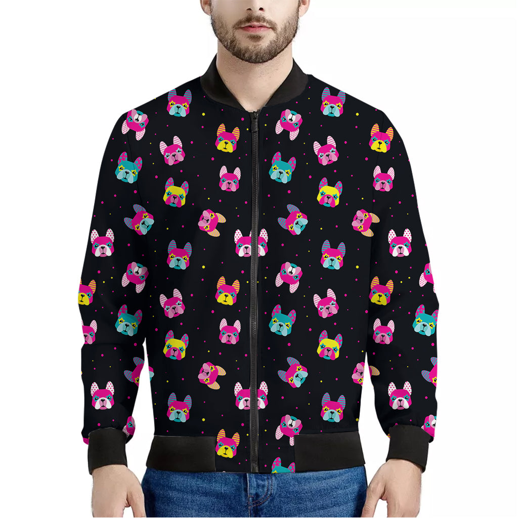 Coloful French Bulldog Print Men's Bomber Jacket