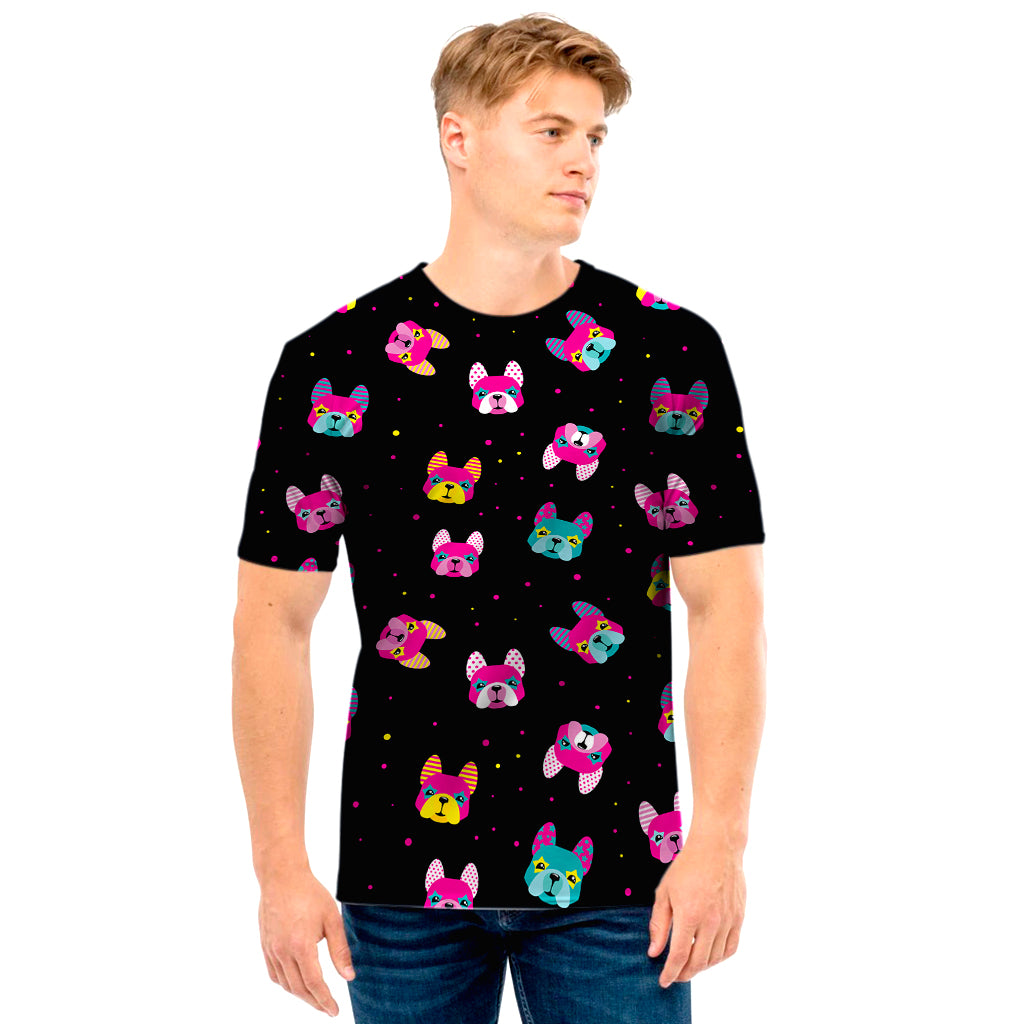 Coloful French Bulldog Print Men's T-Shirt