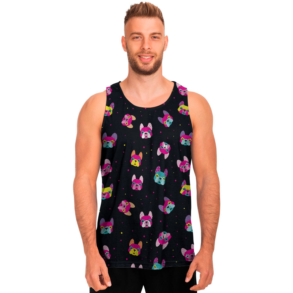 Coloful French Bulldog Print Men's Tank Top