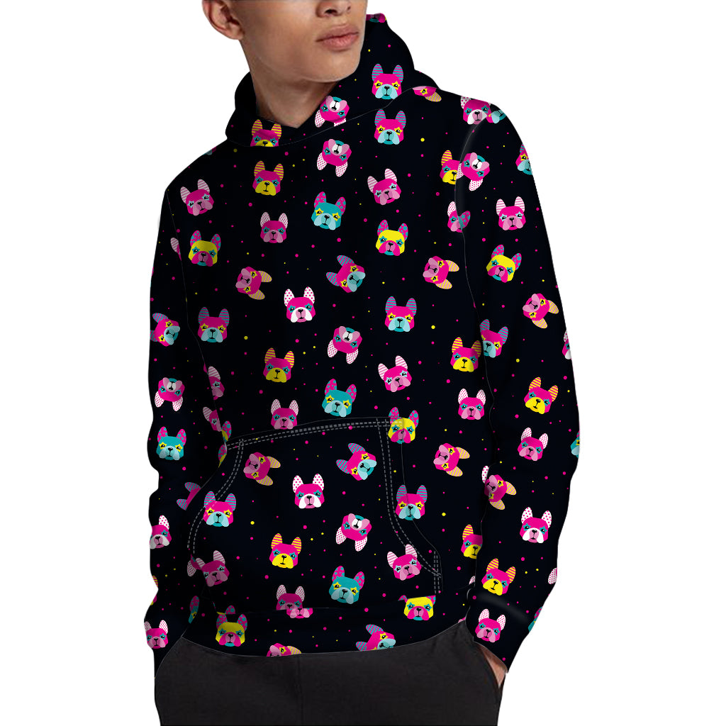 Coloful French Bulldog Print Pullover Hoodie