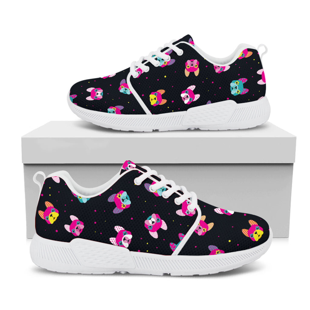 Coloful French Bulldog Print White Athletic Shoes