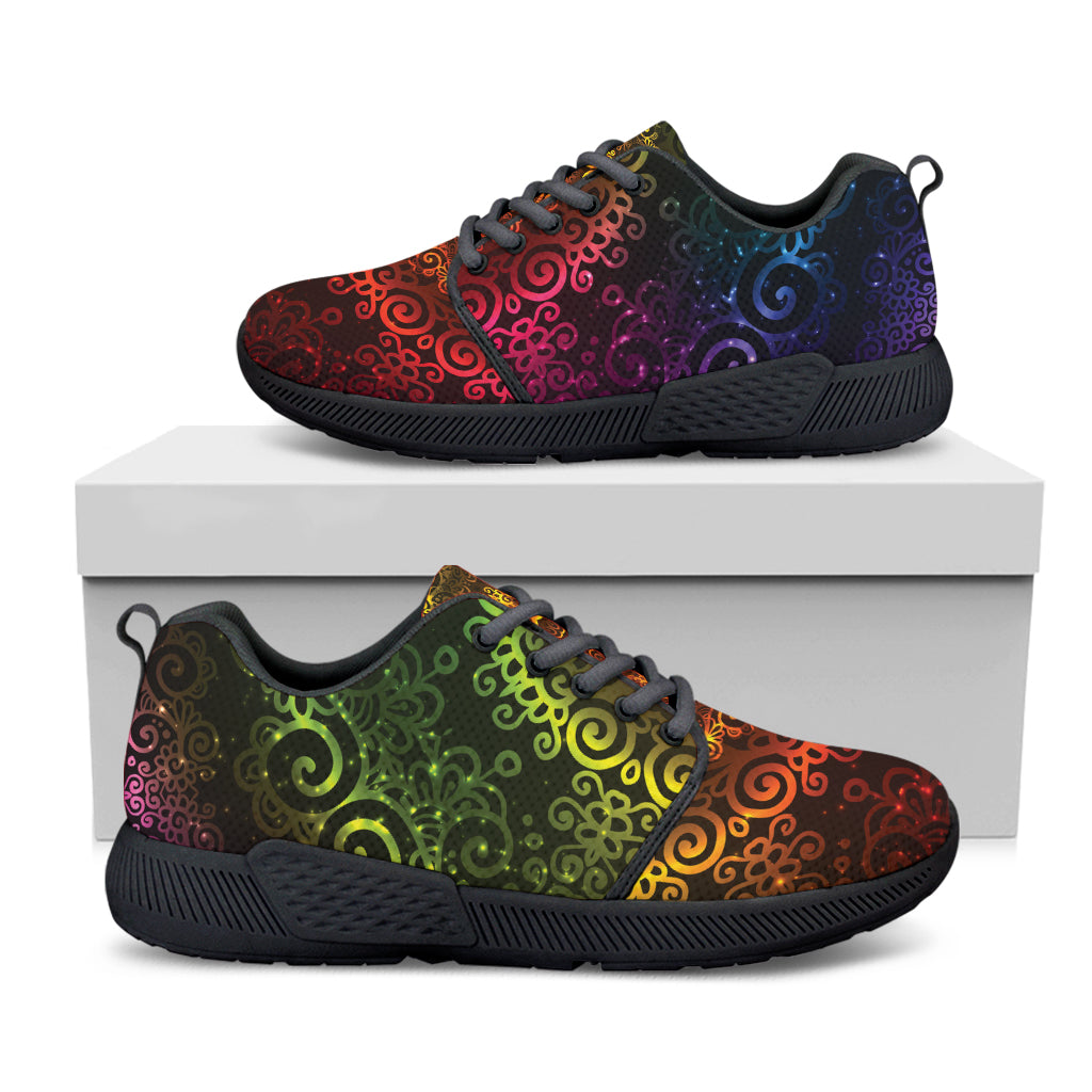 Coloful Mandala Print Black Athletic Shoes