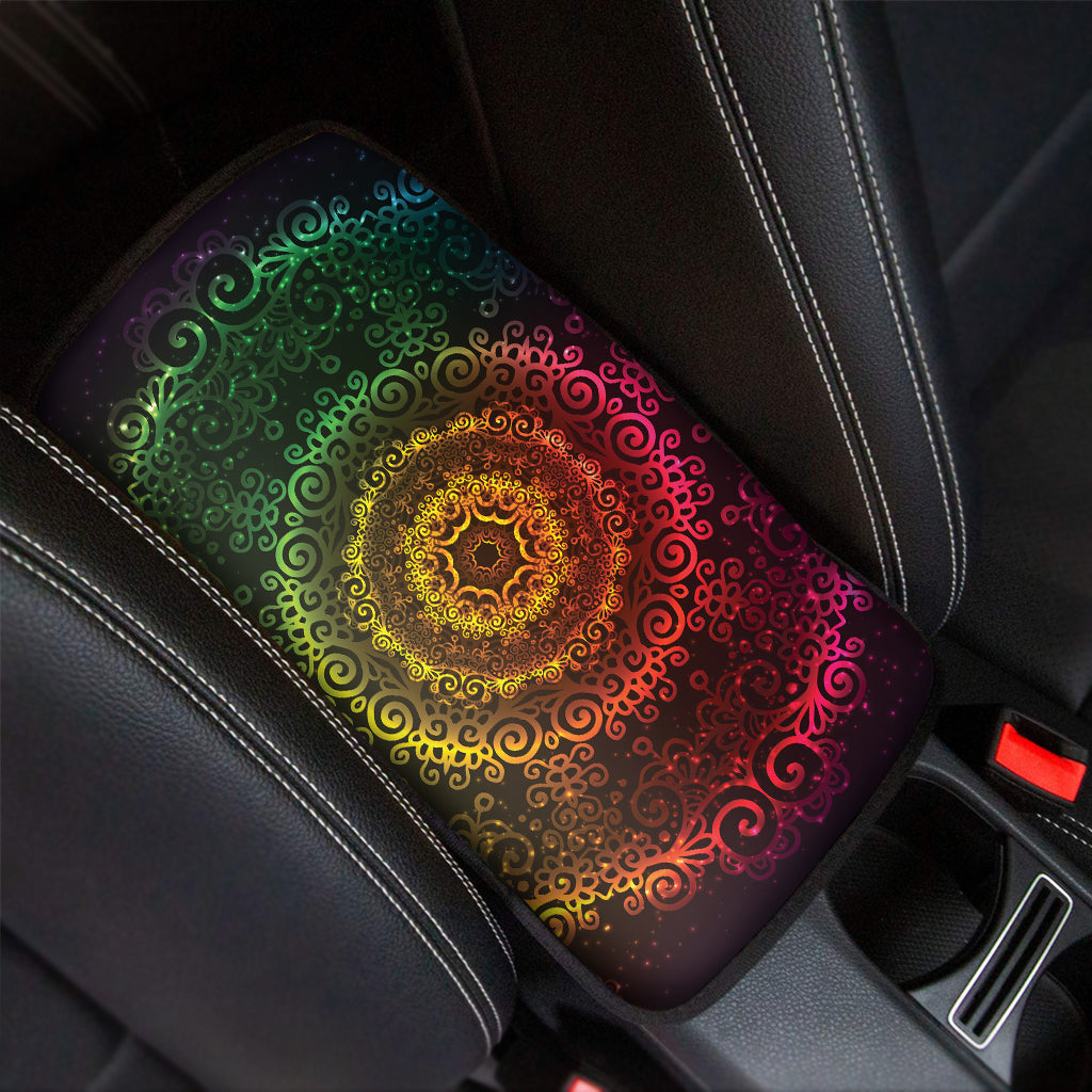 Coloful Mandala Print Car Center Console Cover