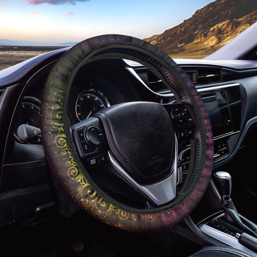 Coloful Mandala Print Car Steering Wheel Cover