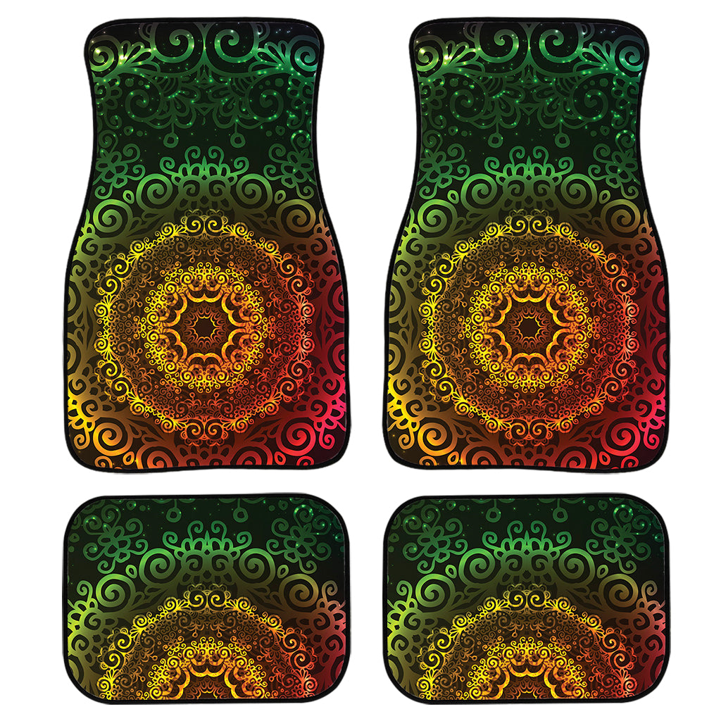 Coloful Mandala Print Front and Back Car Floor Mats