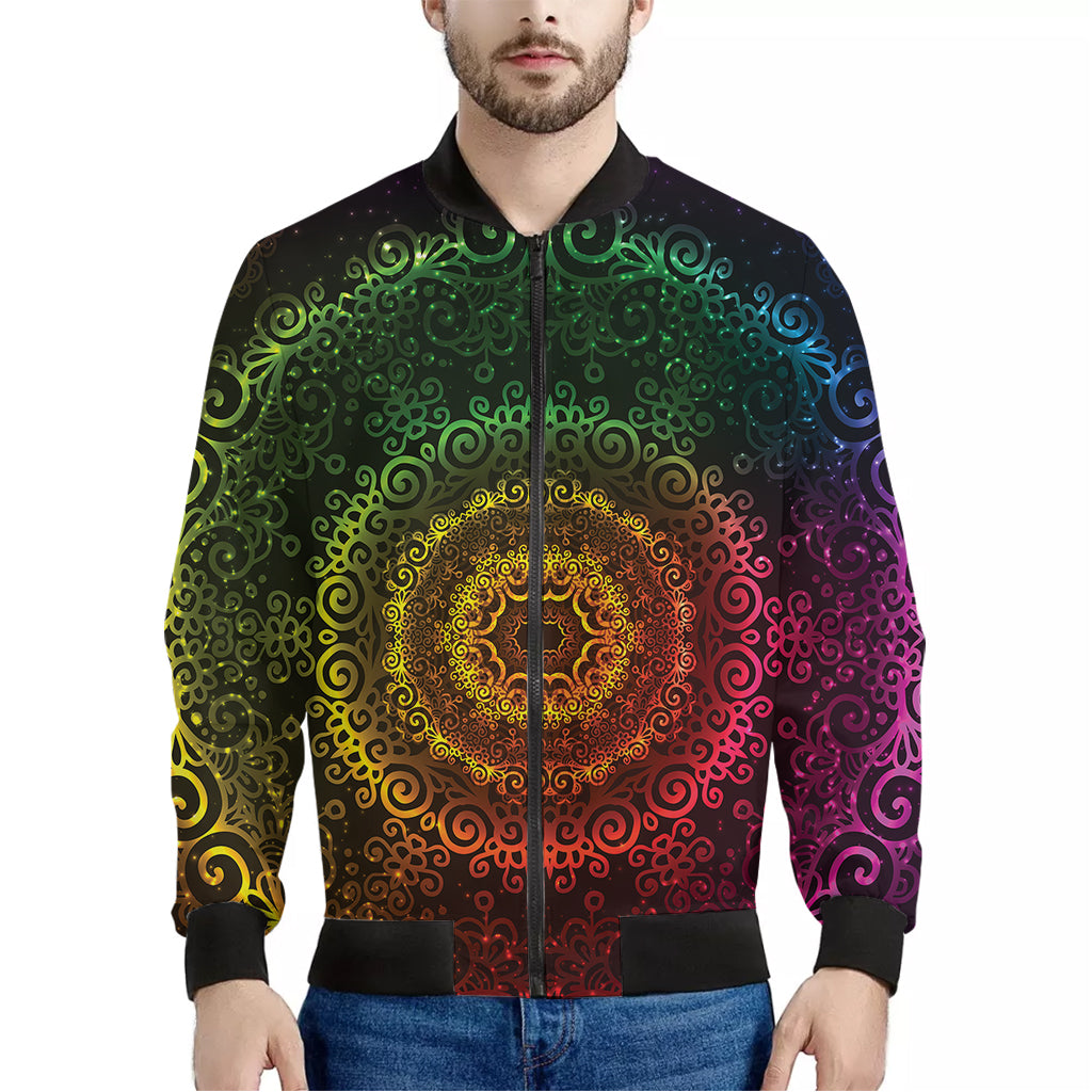 Coloful Mandala Print Men's Bomber Jacket