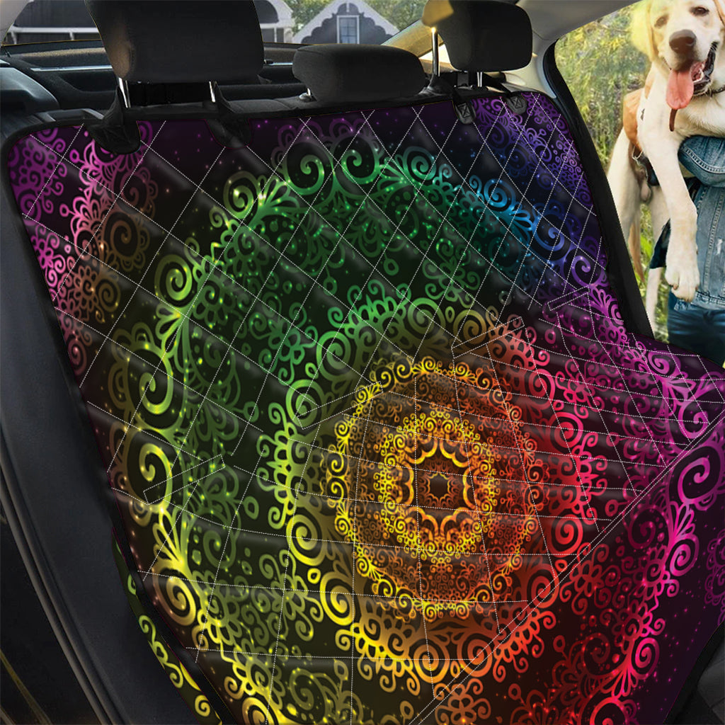 Coloful Mandala Print Pet Car Back Seat Cover