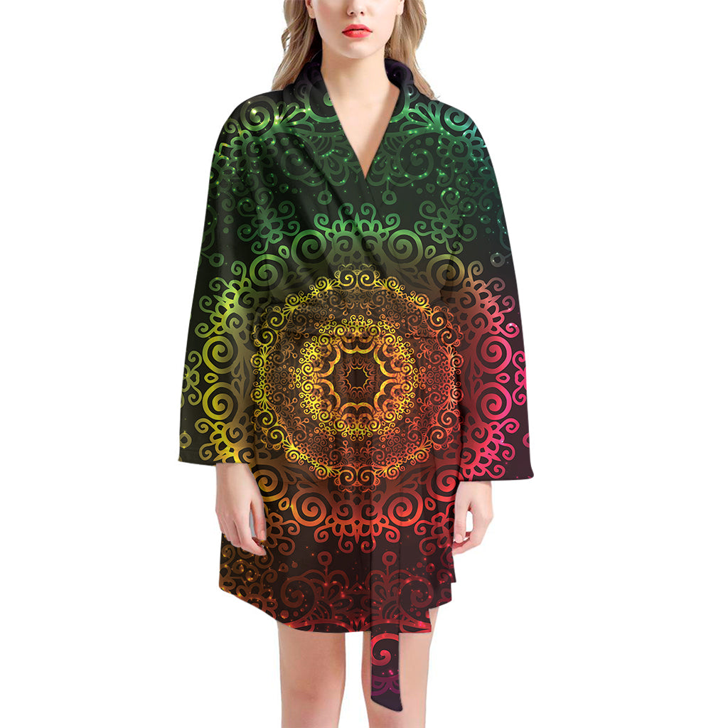 Coloful Mandala Print Women's Bathrobe