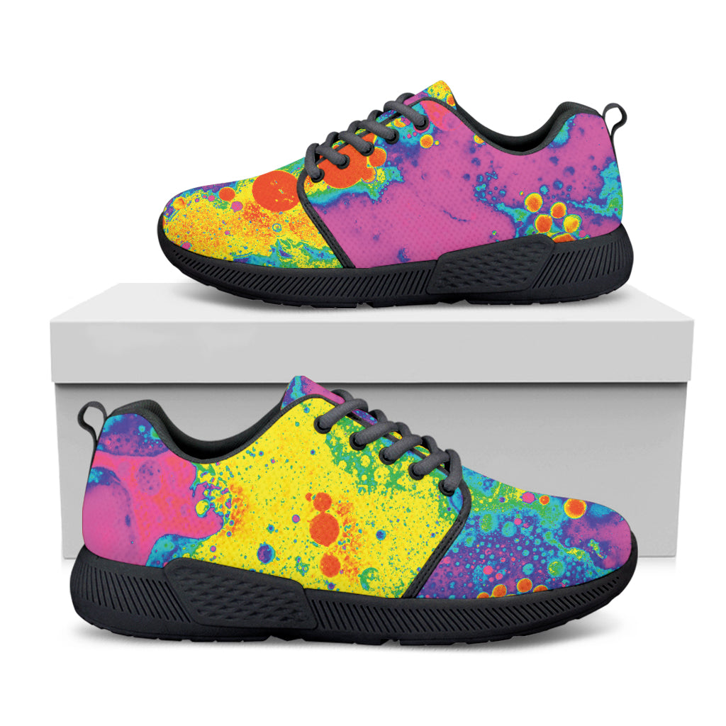 Colorful Acid Melt Print Black Athletic Shoes