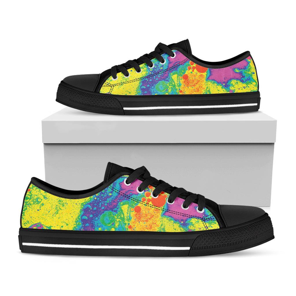 Colorful Acid Melt Print Black Low Top Shoes