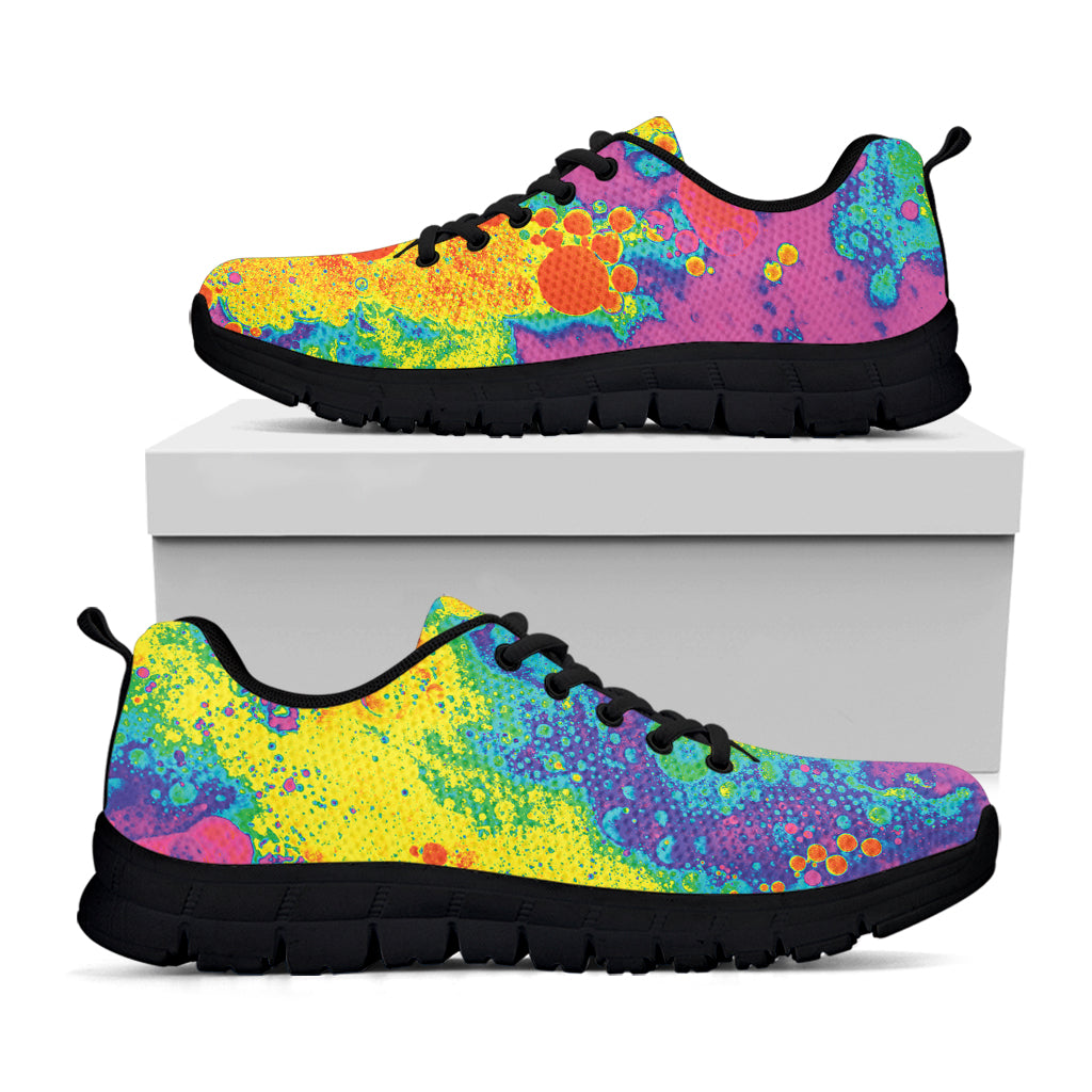 Colorful Acid Melt Print Black Sneakers