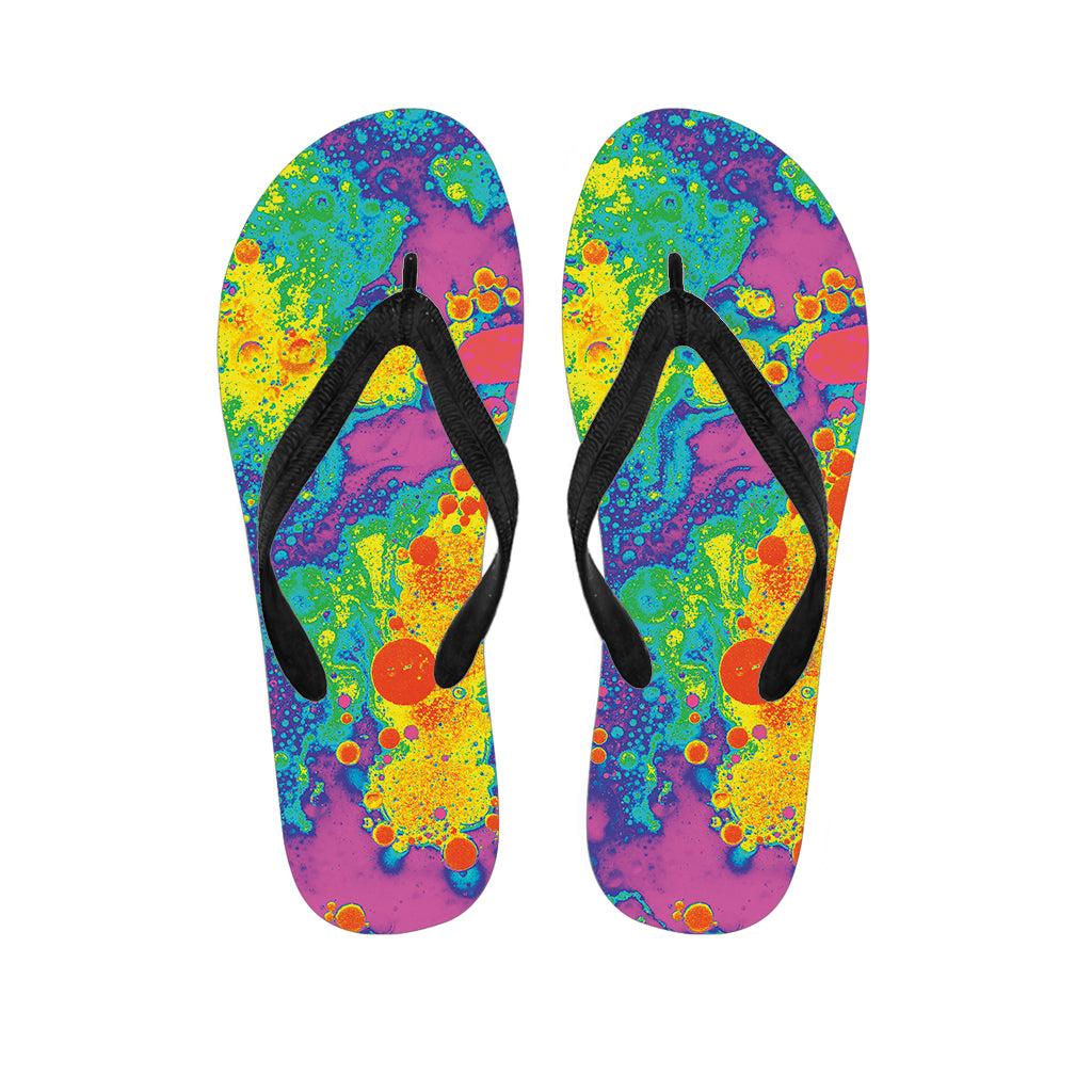 Colorful Acid Melt Print Flip Flops