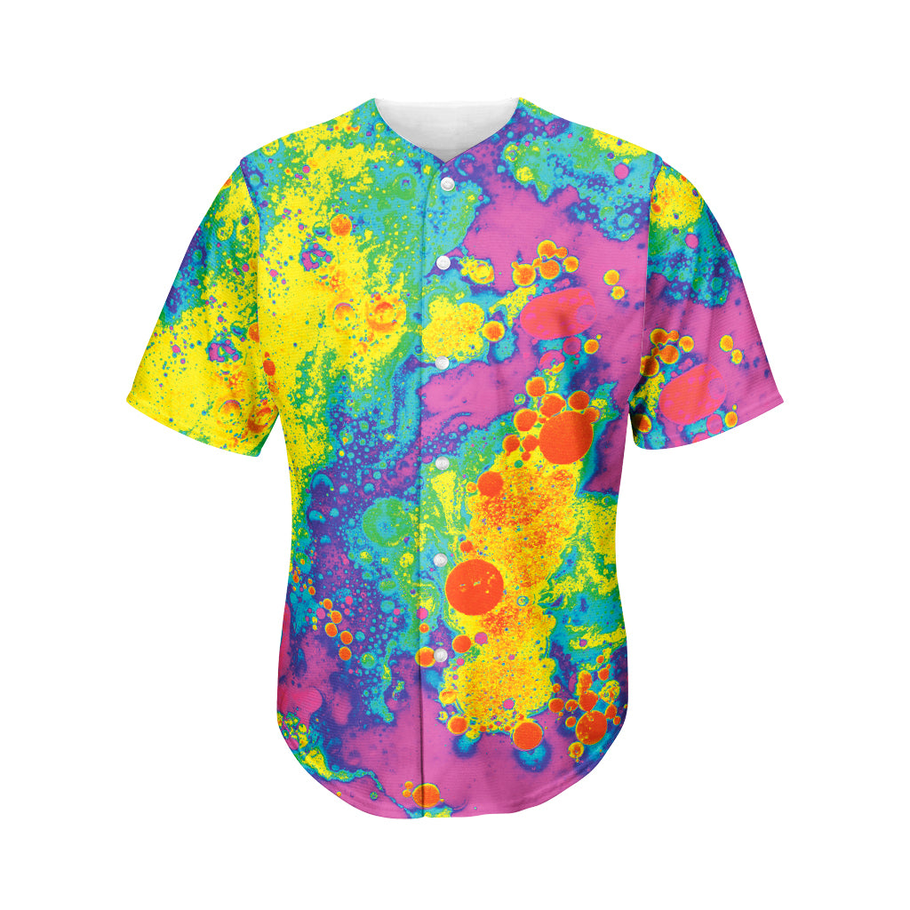 Colorful Acid Melt Print Men's Baseball Jersey