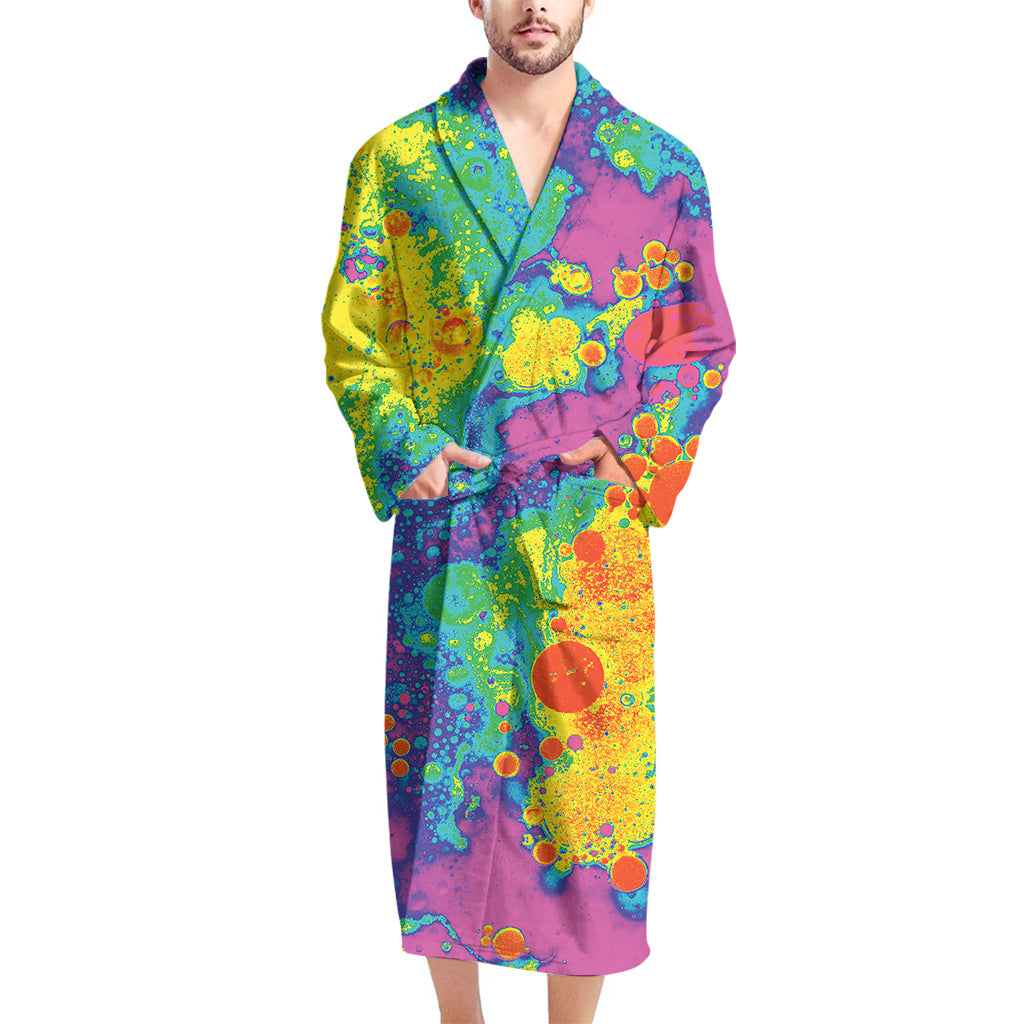 Colorful Acid Melt Print Men's Bathrobe