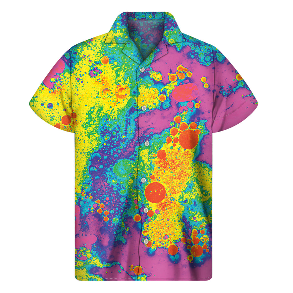 Colorful Acid Melt Print Men's Short Sleeve Shirt