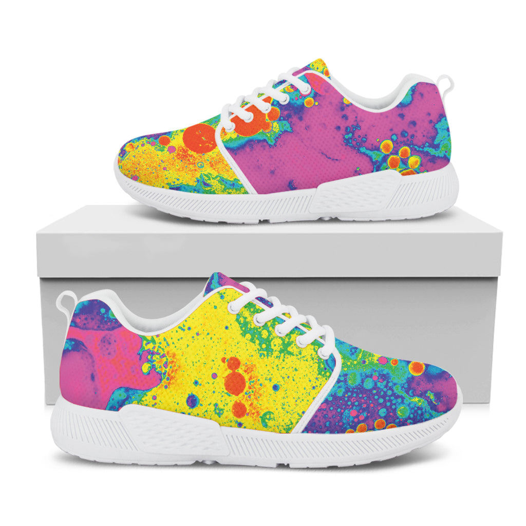 Colorful Acid Melt Print White Athletic Shoes