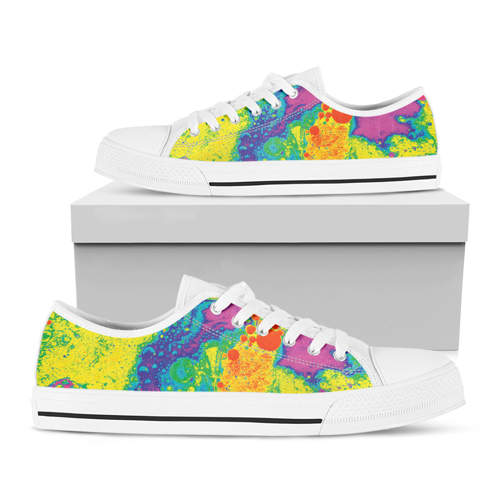 Colorful Acid Melt Print White Low Top Shoes