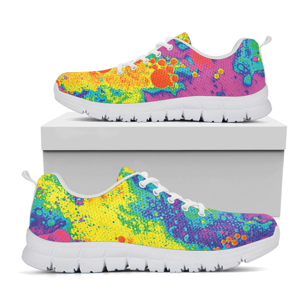 Colorful Acid Melt Print White Sneakers