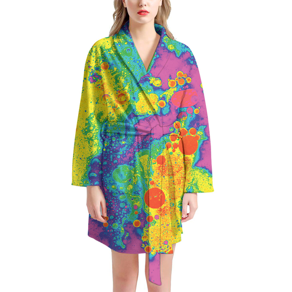 Colorful Acid Melt Print Women's Bathrobe