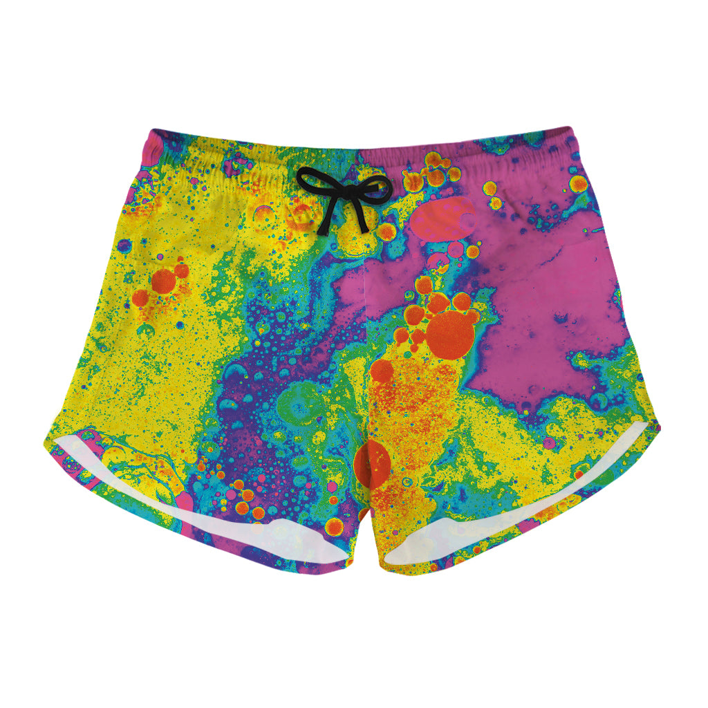 Colorful Acid Melt Print Women's Shorts