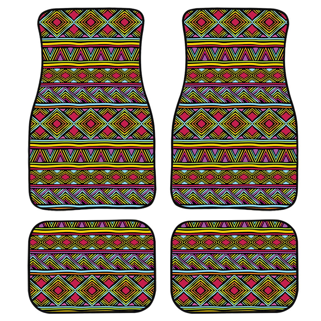 Colorful African Inspired Pattern Print Front and Back Car Floor Mats