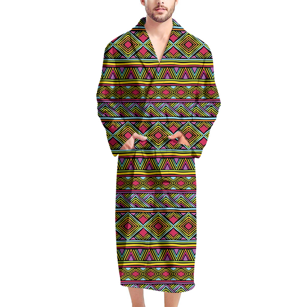 Colorful African Inspired Pattern Print Men's Bathrobe