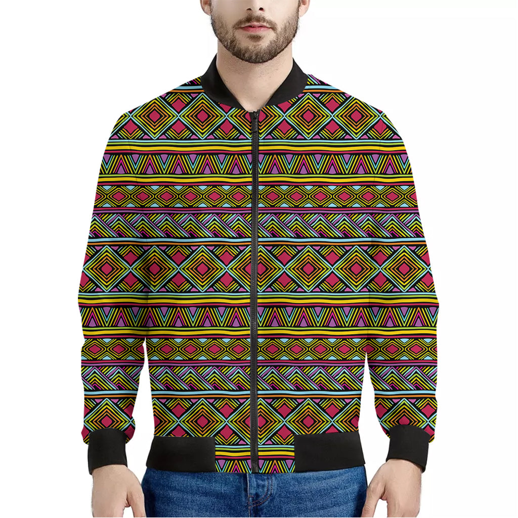 Colorful African Inspired Pattern Print Men's Bomber Jacket