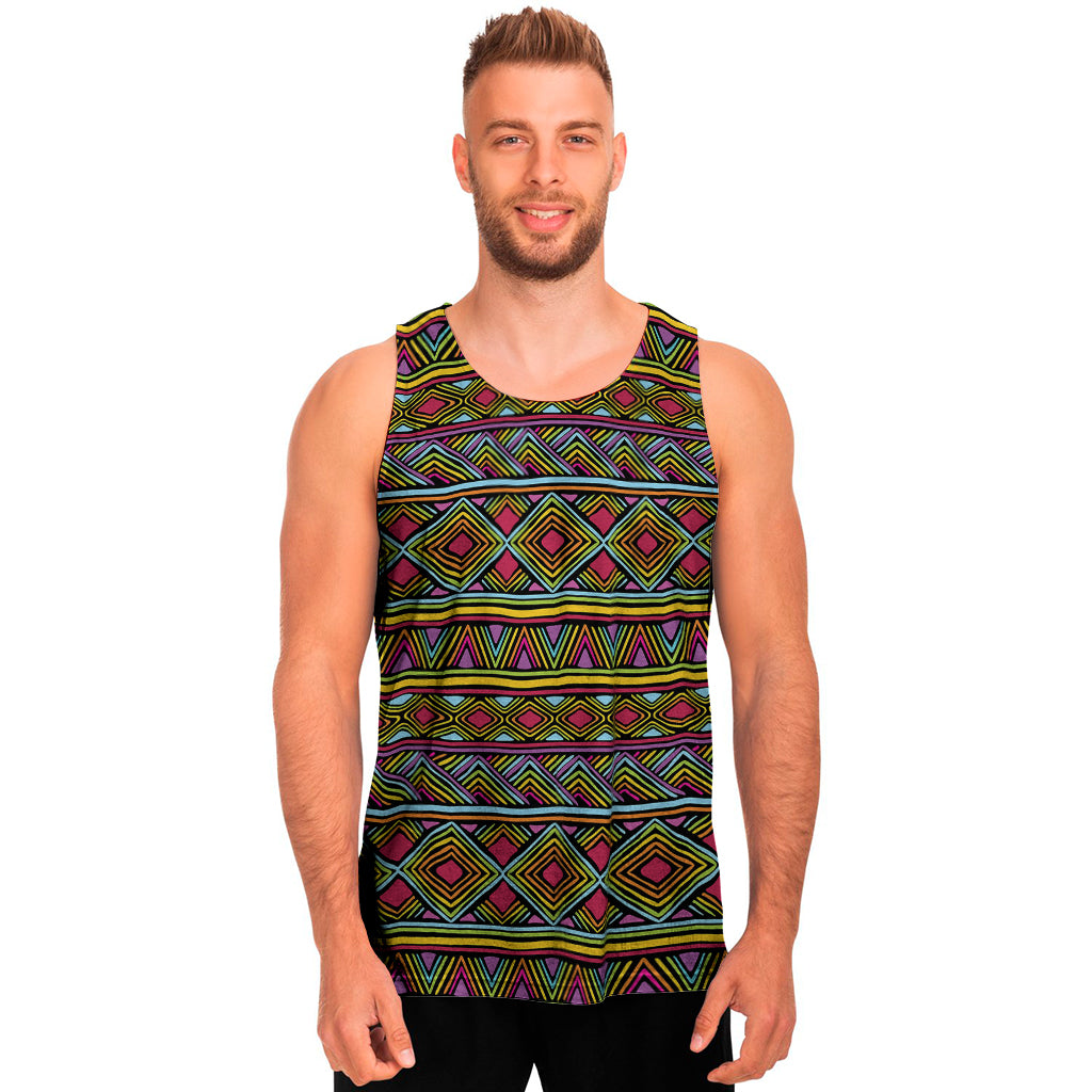 Colorful African Inspired Pattern Print Men's Tank Top